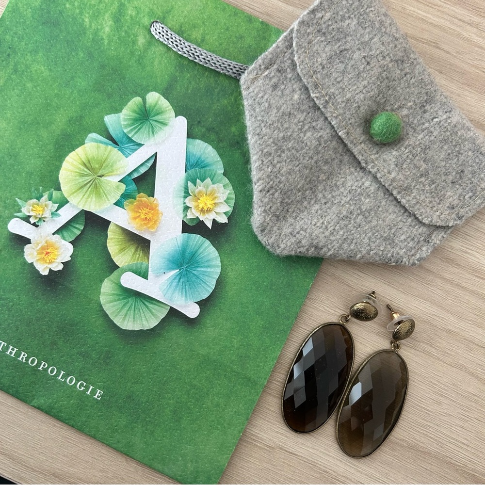 Elegant Gold and Brown Topaz Drop Earrings by ANTHRPOLOGIE